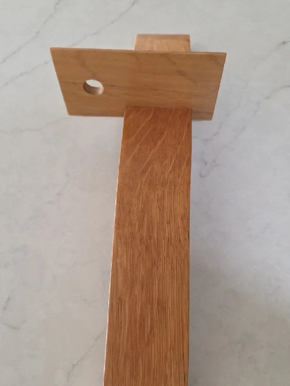 Solid Oak Wall Shelf with Glass Vase - Natural Brown